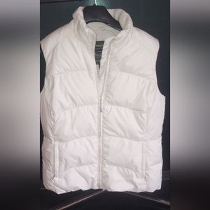 Eddie Bauer premium goose down puffy women's Ivory vest size L